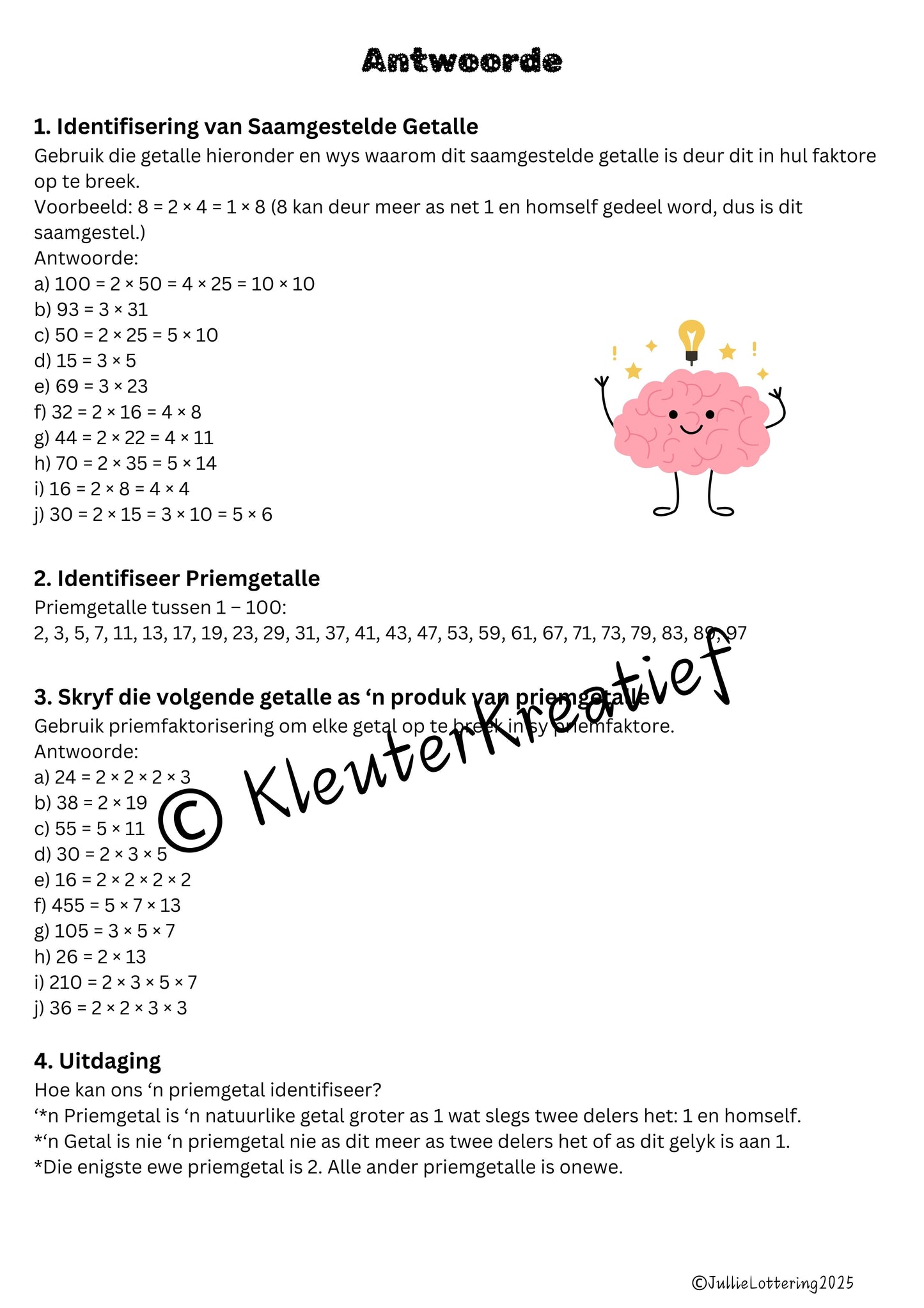 Priemgetalle - Graad 8 CAPS