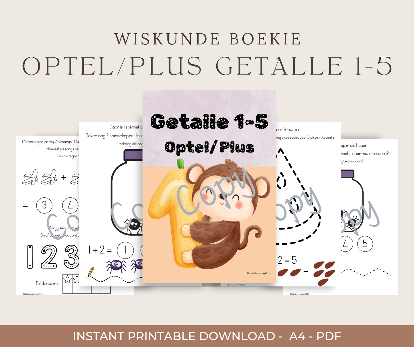 Optel met getalle 1-5 (Afrikaans) 2026