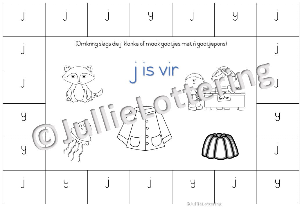 Alfabet j-klank boekie Afrikaans