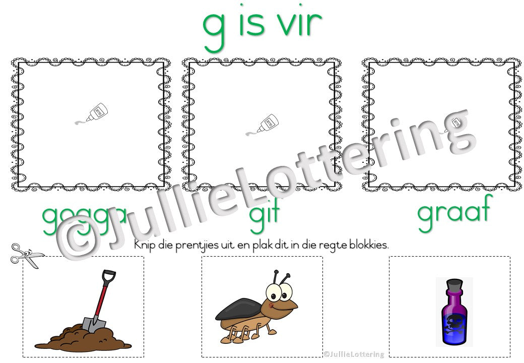 Alfabet boekie g-klank Afrikaans