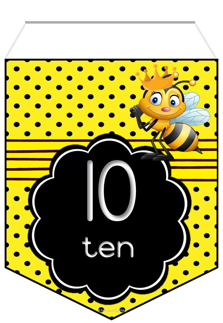 Bee Numbers 1-20 Flags English