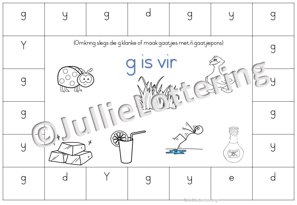 Alfabet boekie g-klank Afrikaans