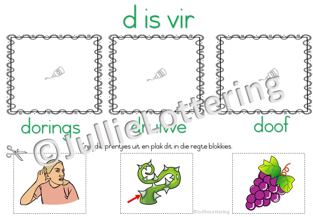 Alfabet d-klank boekie Afrikaans
