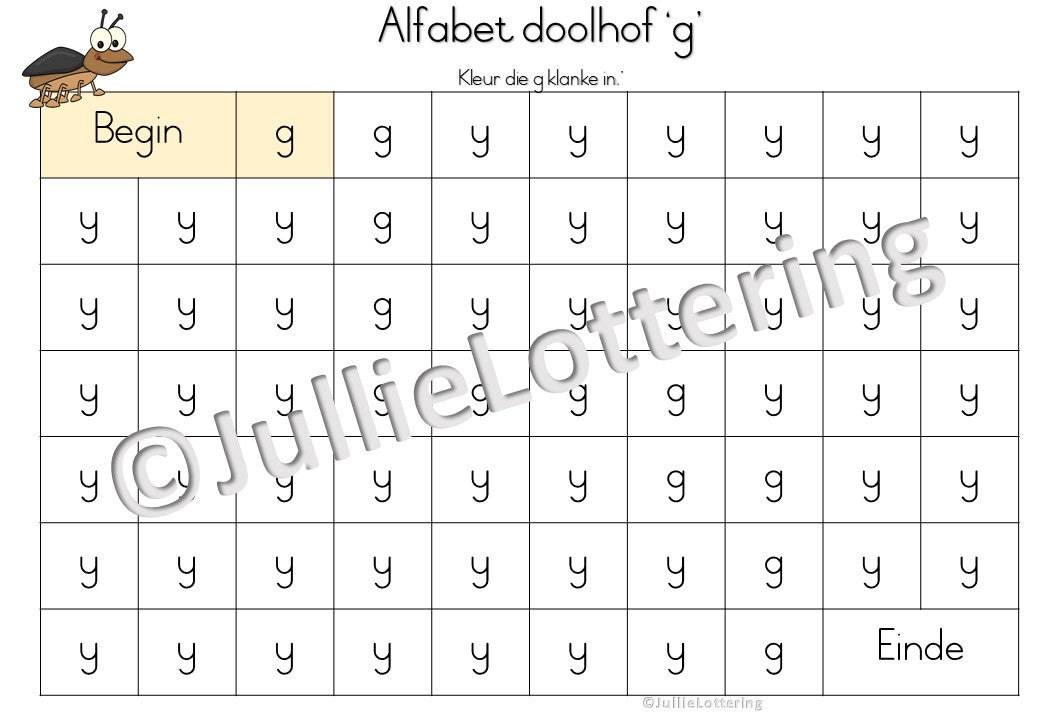 Alfabet boekie g-klank Afrikaans