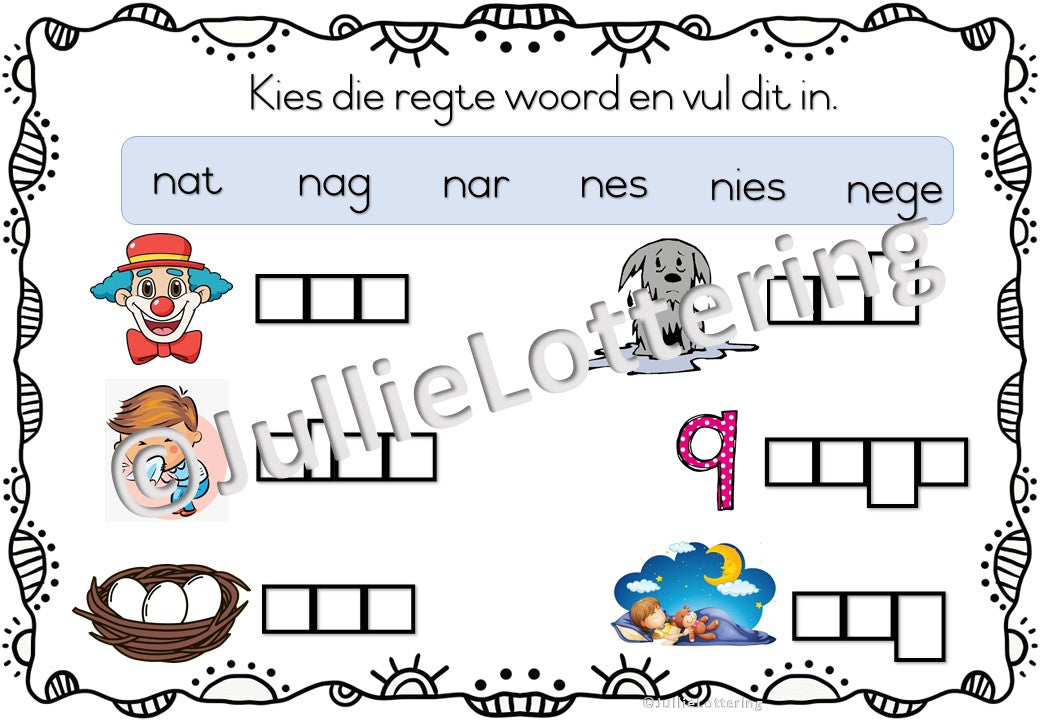 Alfabet n-klank boekies Afrikaans