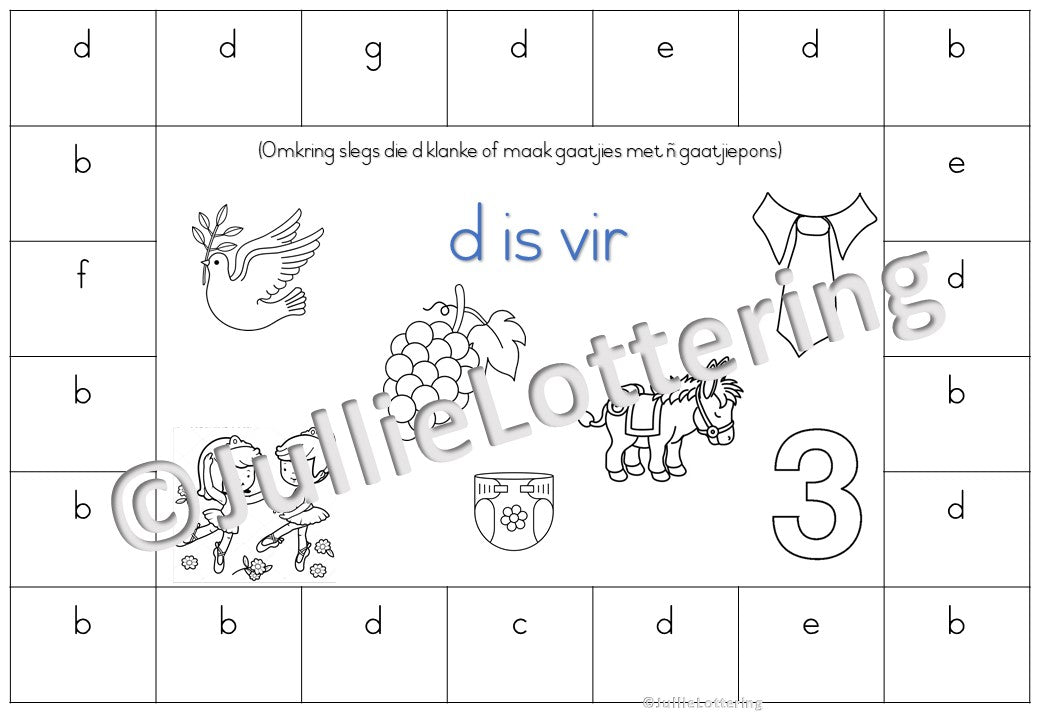 Alfabet d-klank boekie Afrikaans