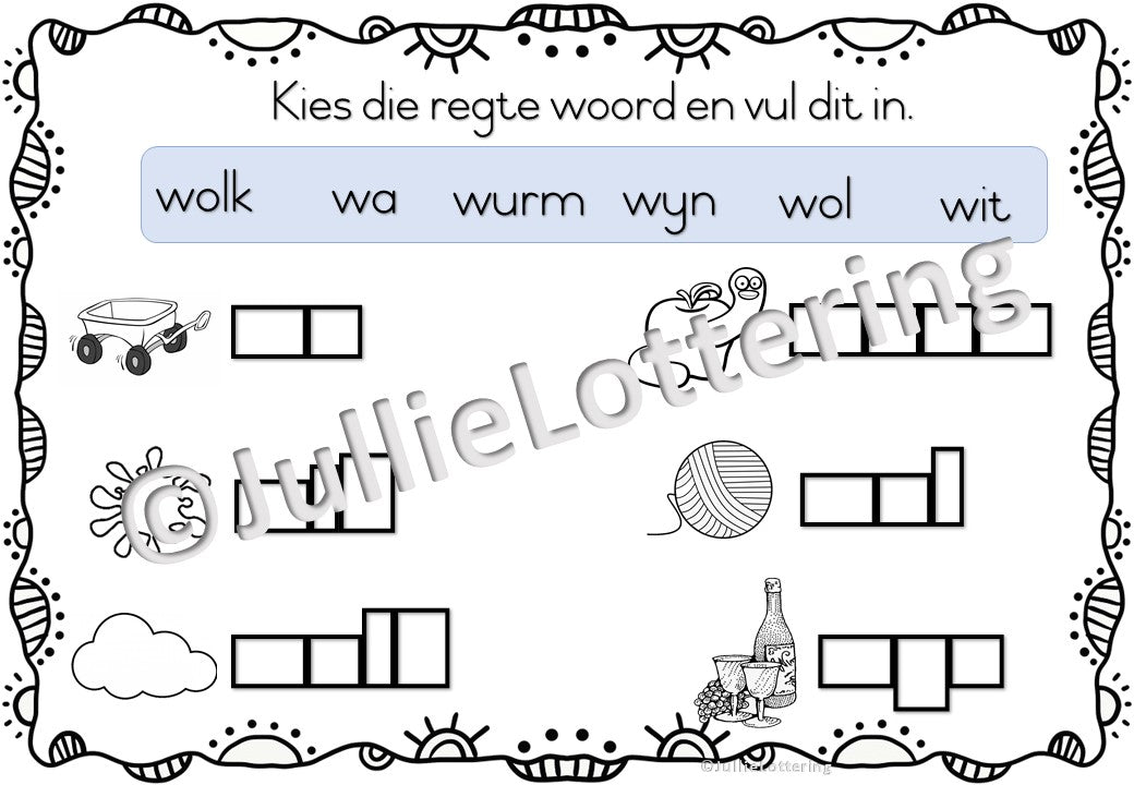 Alfabet w-klank boekie Afrikaans