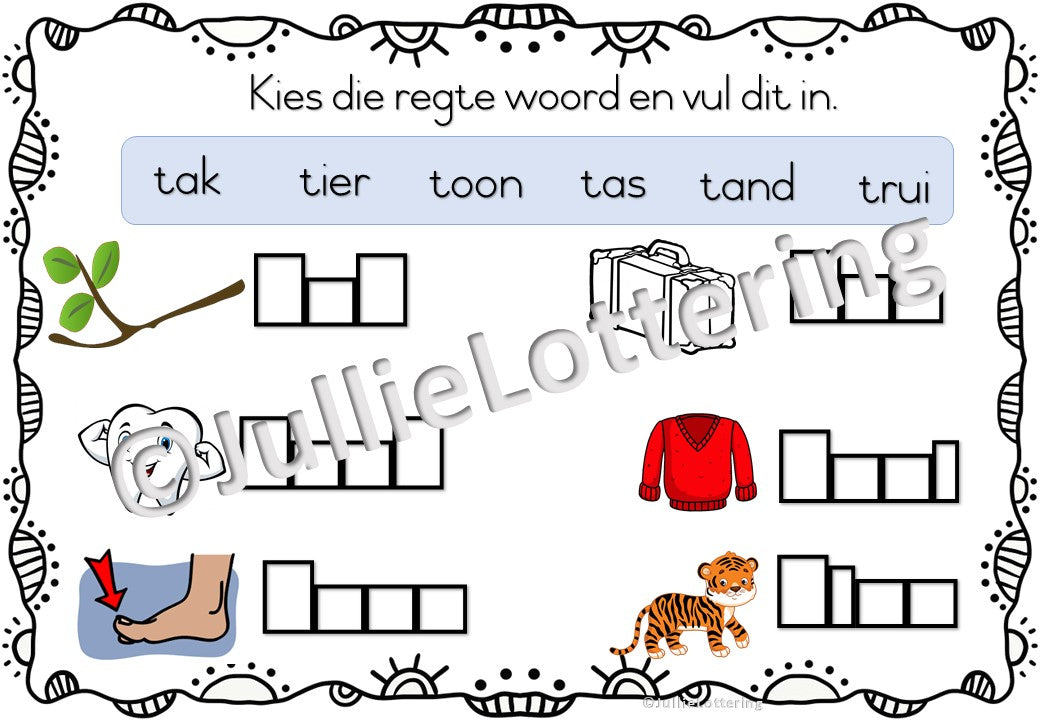 Alfabet t-klank boekie Afrikaans