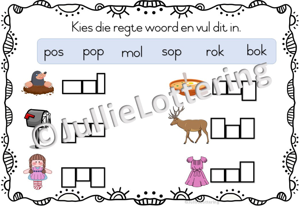 Alfabet o-klank boekie Afrikaans