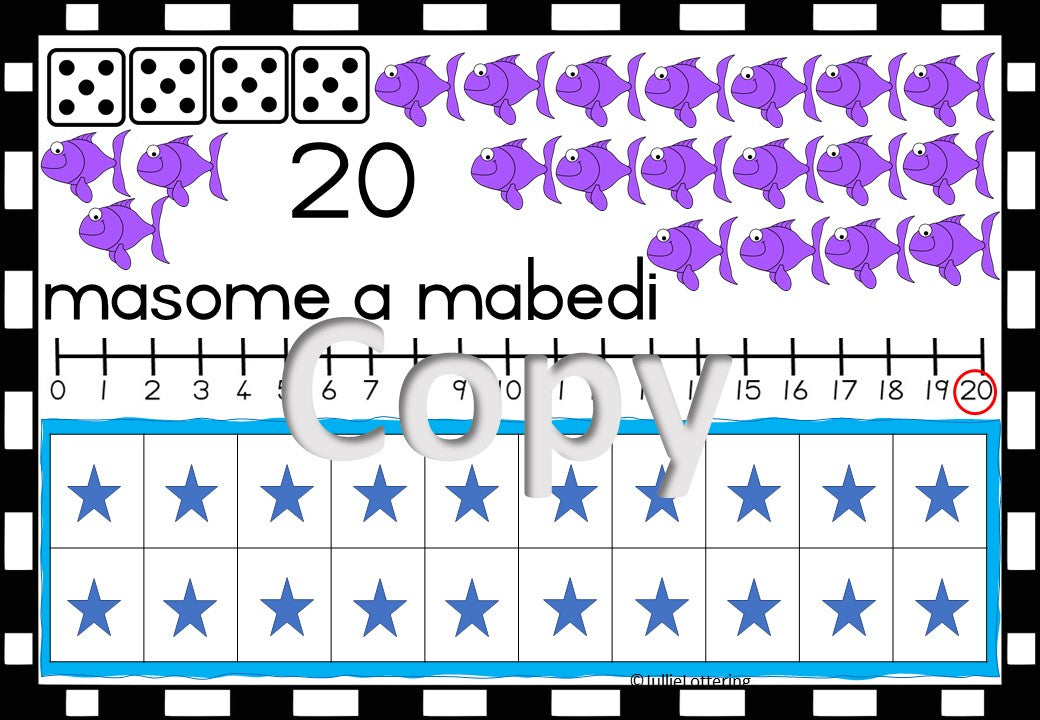 Numbers 1-20 Wall chart Tswana