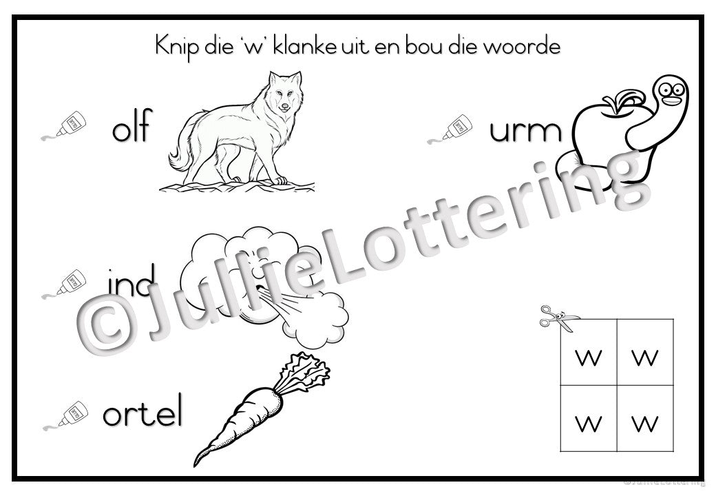 Alfabet w-klank boekie Afrikaans