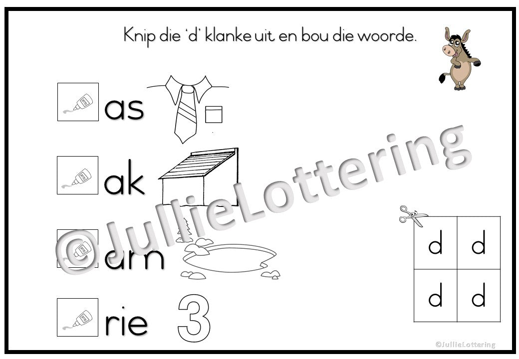 Alfabet d-klank boekie Afrikaans