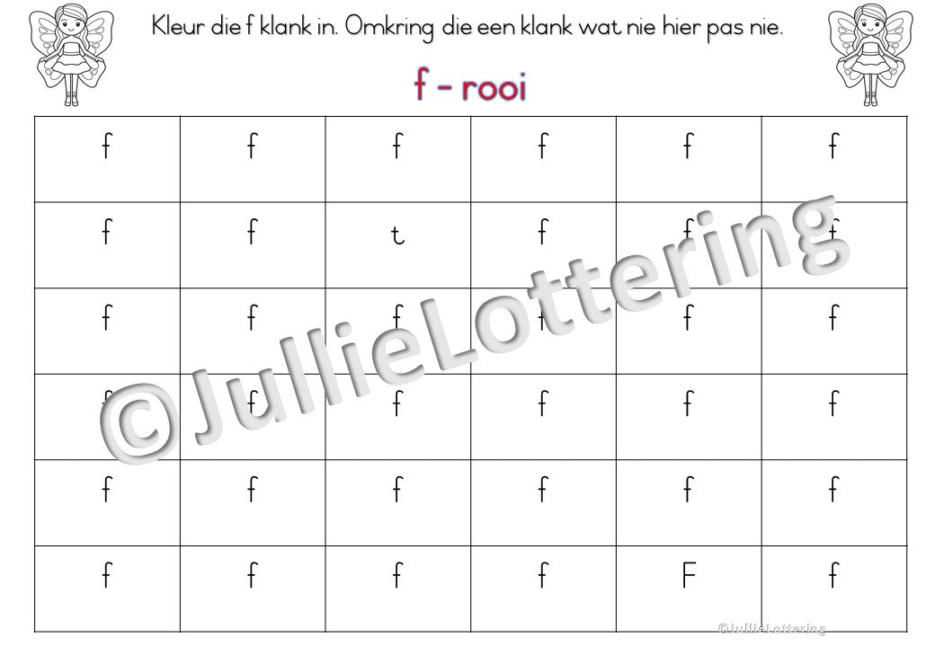 Alfabet boekie f-klank/letter Afrikaans