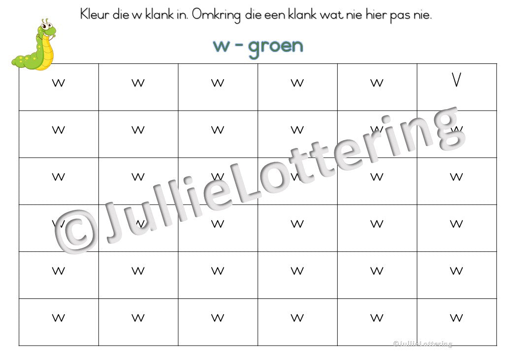 Alfabet w-klank boekie Afrikaans