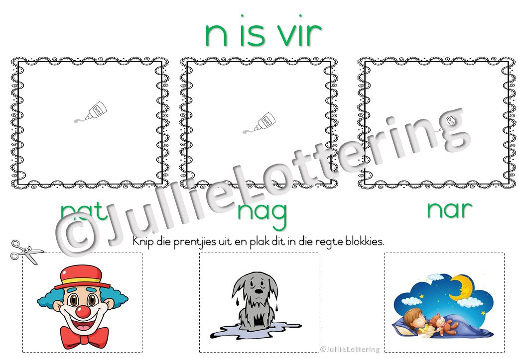 Alfabet n-klank boekies Afrikaans