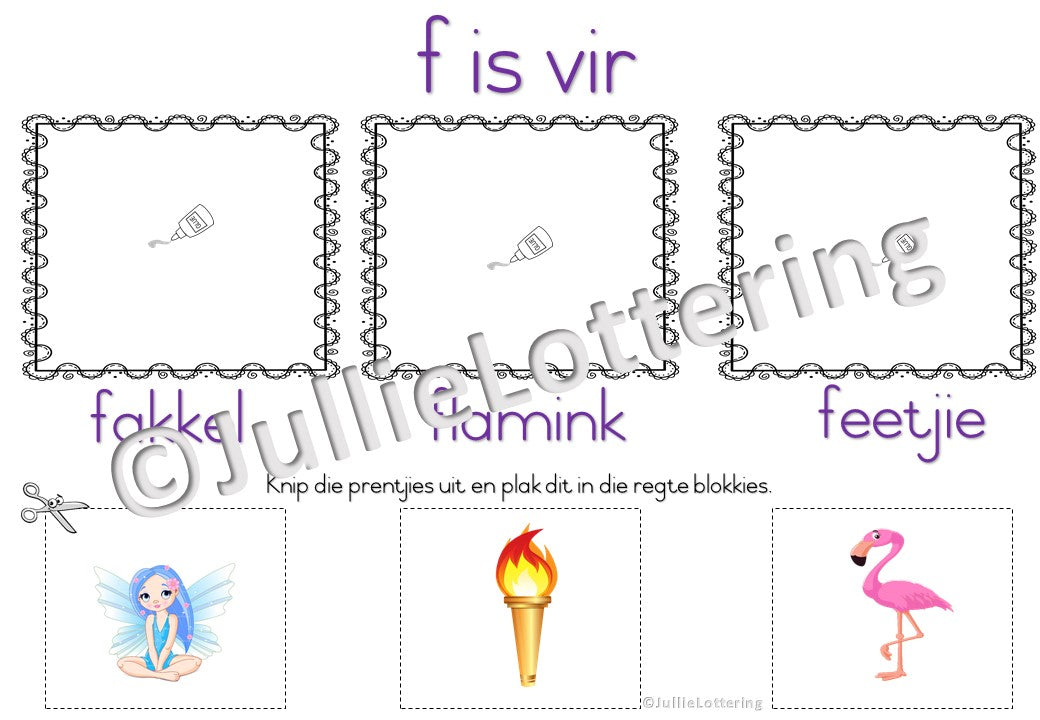 Alfabet boekie f-klank/letter Afrikaans
