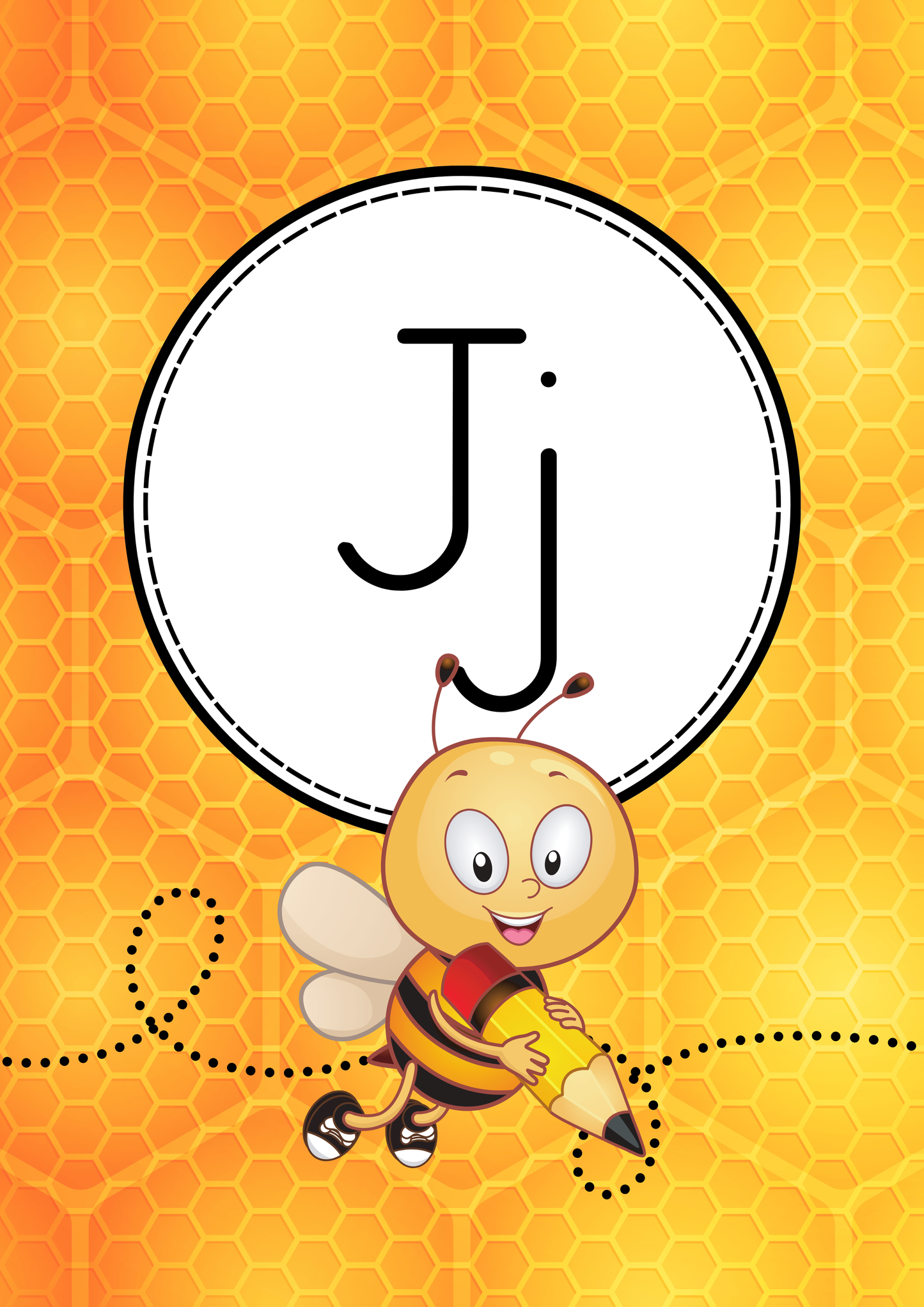 Bee-Themed A4 Alphabet Letters – Upper &amp; Lowercase (PDF Download)