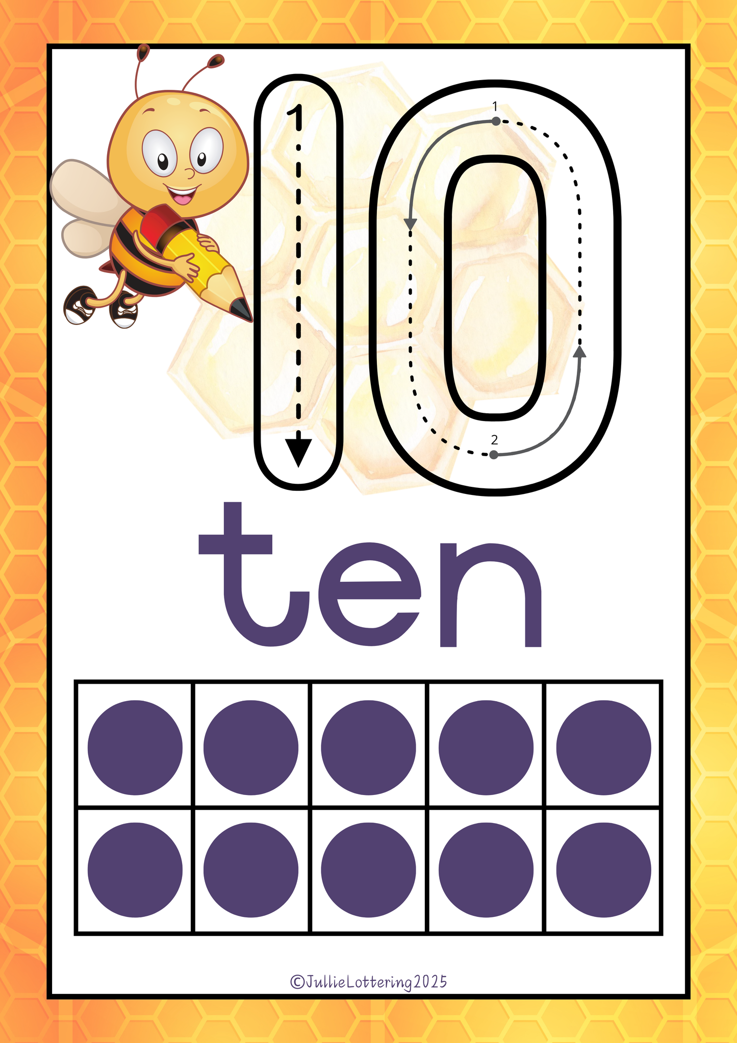 Bee 10 Frame Posters - English