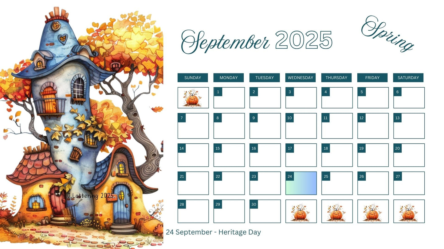 Autumn Theme 2025 Calendar