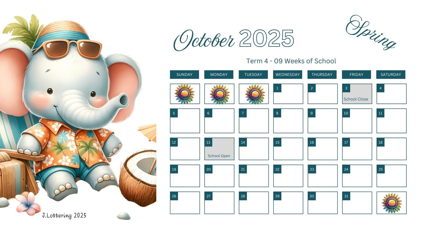 Summer Theme 2025 Calendar