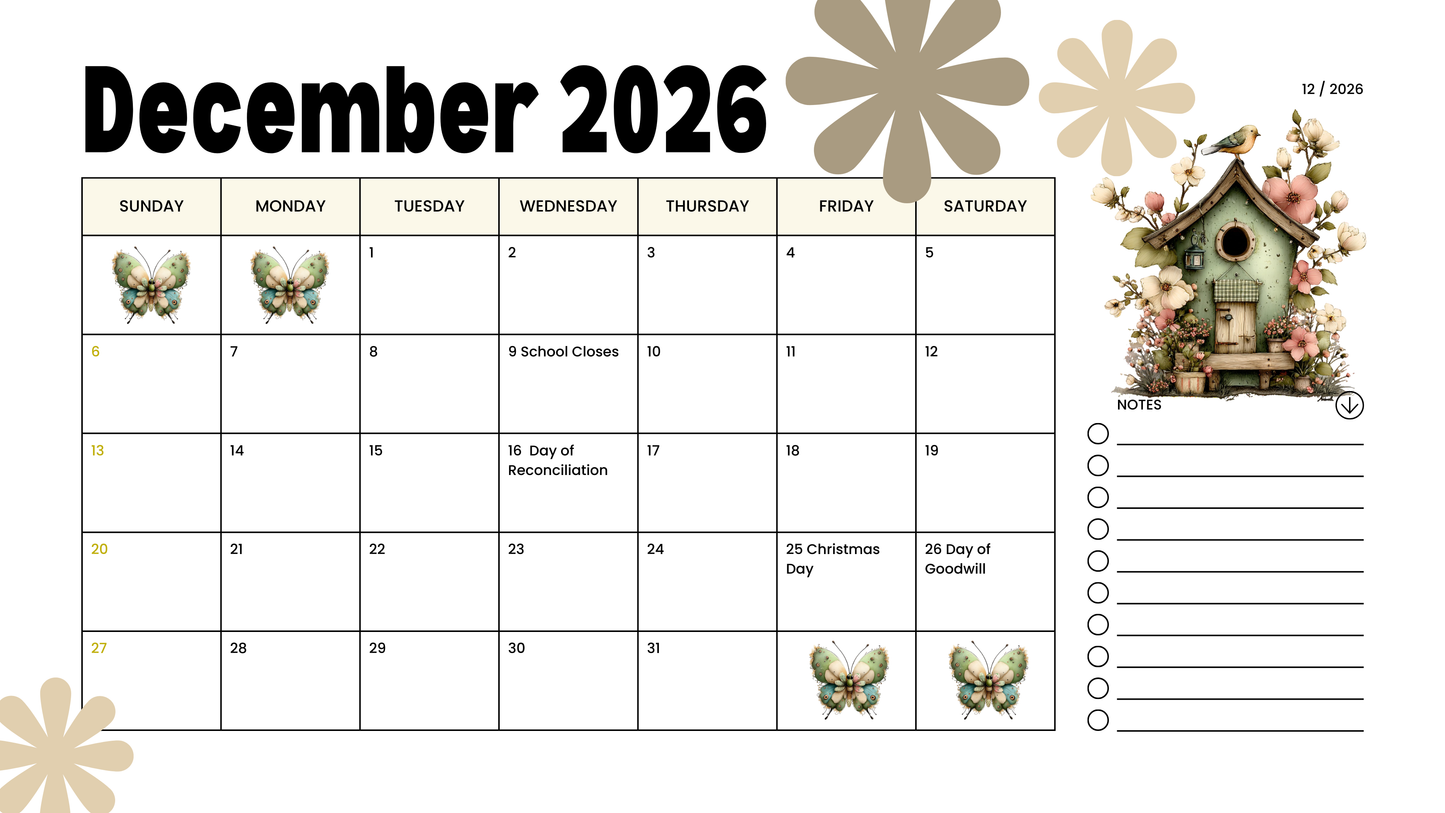 🌼 2026 Printable Deskpad Calendar (A4 & A3)