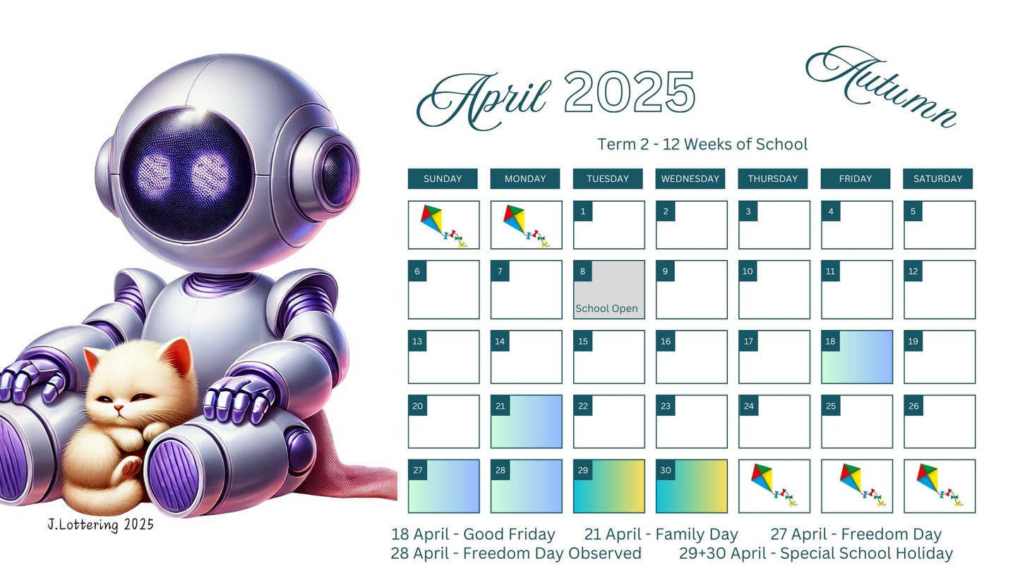 2025 Seasons - Robot Theme Calendar/Planner