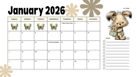 🌼 2026 Printable Deskpad Calendar (A4 & A3)