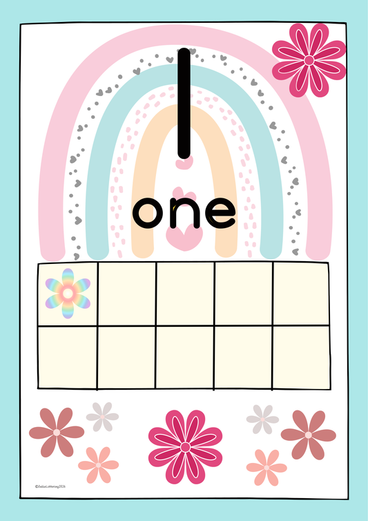 Boho Flower Numbers 1–10 Posters (Printable PDF)