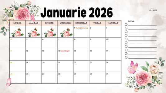 2026 Deskpad Kalender (Blomme + Vintage)