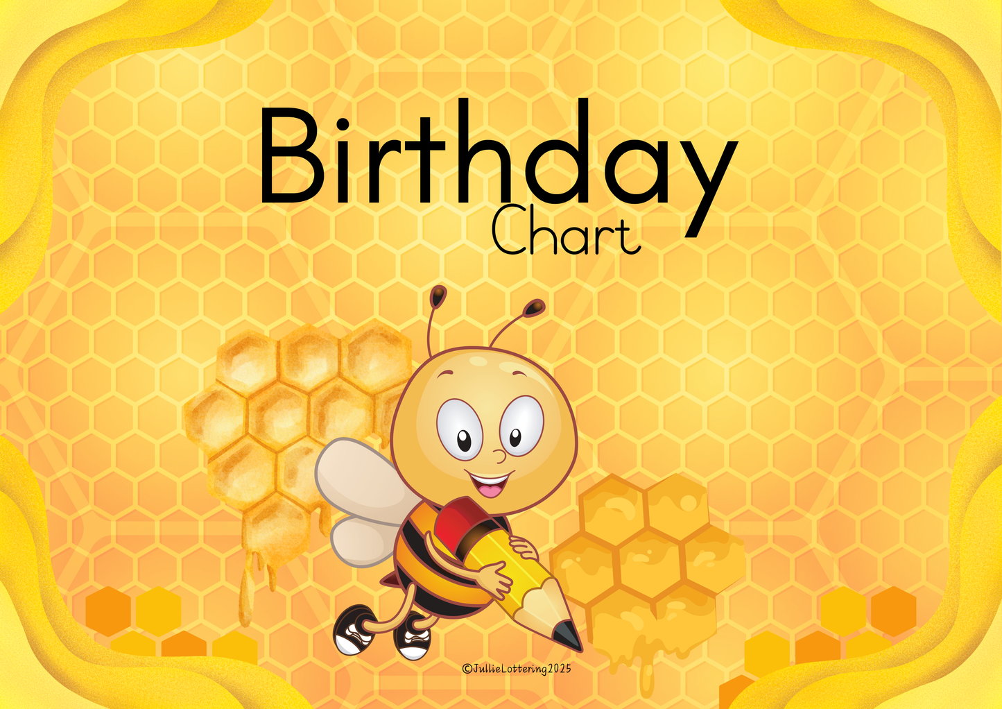 Bee Theme Birthday Chart English