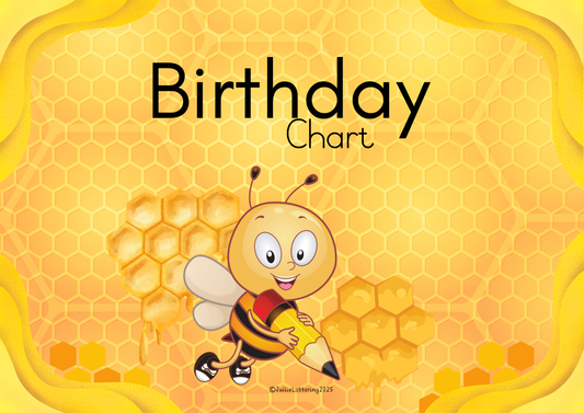 Bee Theme Birthday Chart English
