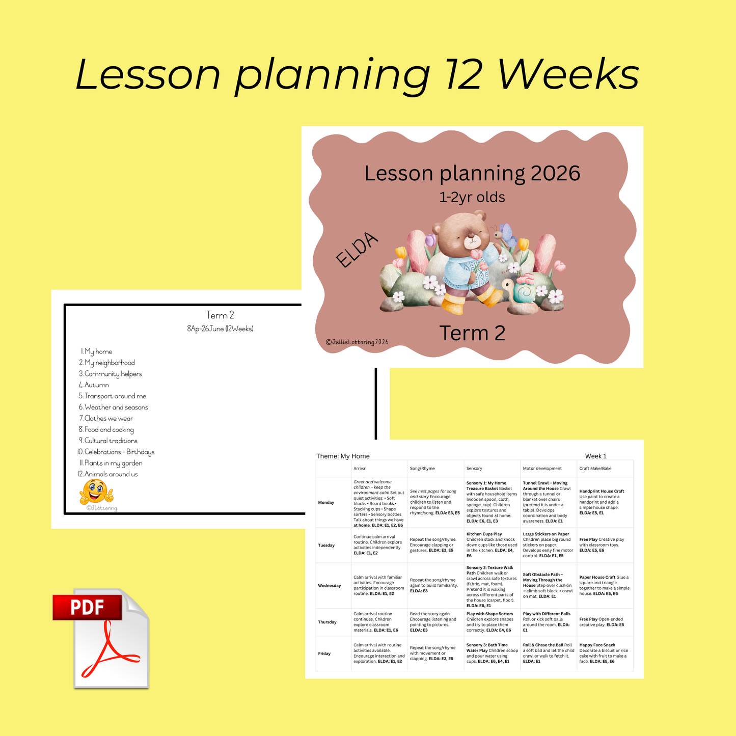 1–2 Year Old Preschool Curriculum – ELDA Aligned 12 Week Lesson Plans (Term 2 2026)