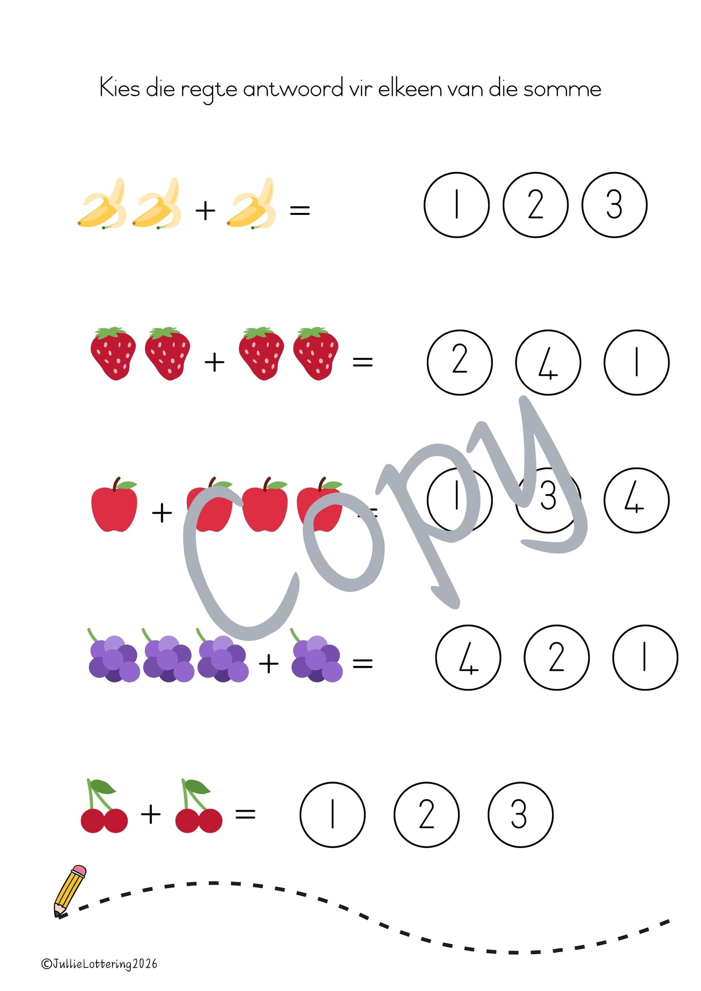 Optel met getalle 1-5 (Afrikaans) 2026