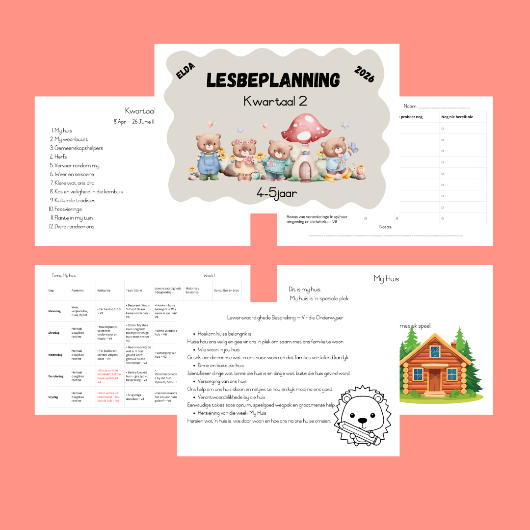 4–5 Jaar Kwartaal 2 Volledige Kurrikulum Pakket (ELDA Gegrond – 2026)