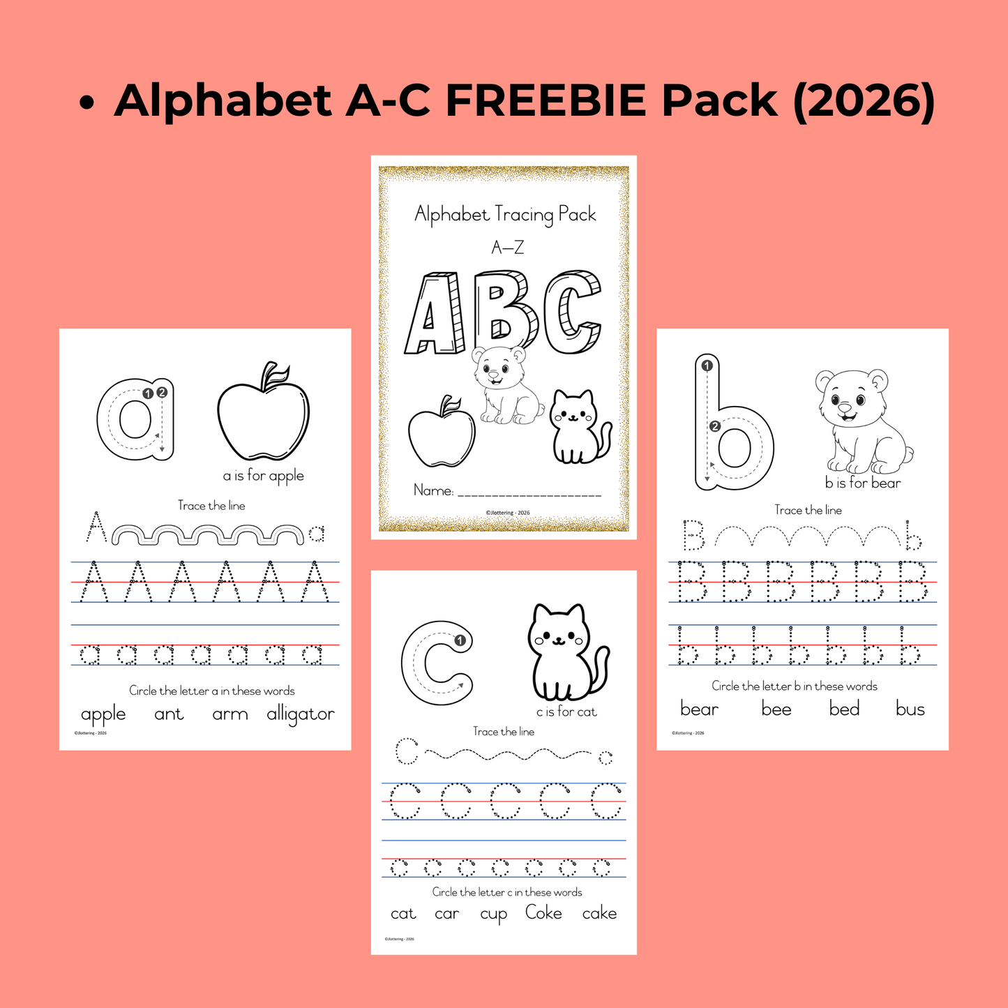 Alphabet A–C Tracing Pack (Freebie)