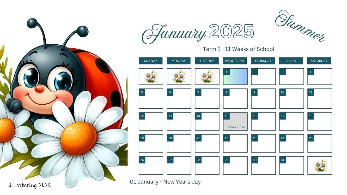 2025 Ladybird Calendar - Engels