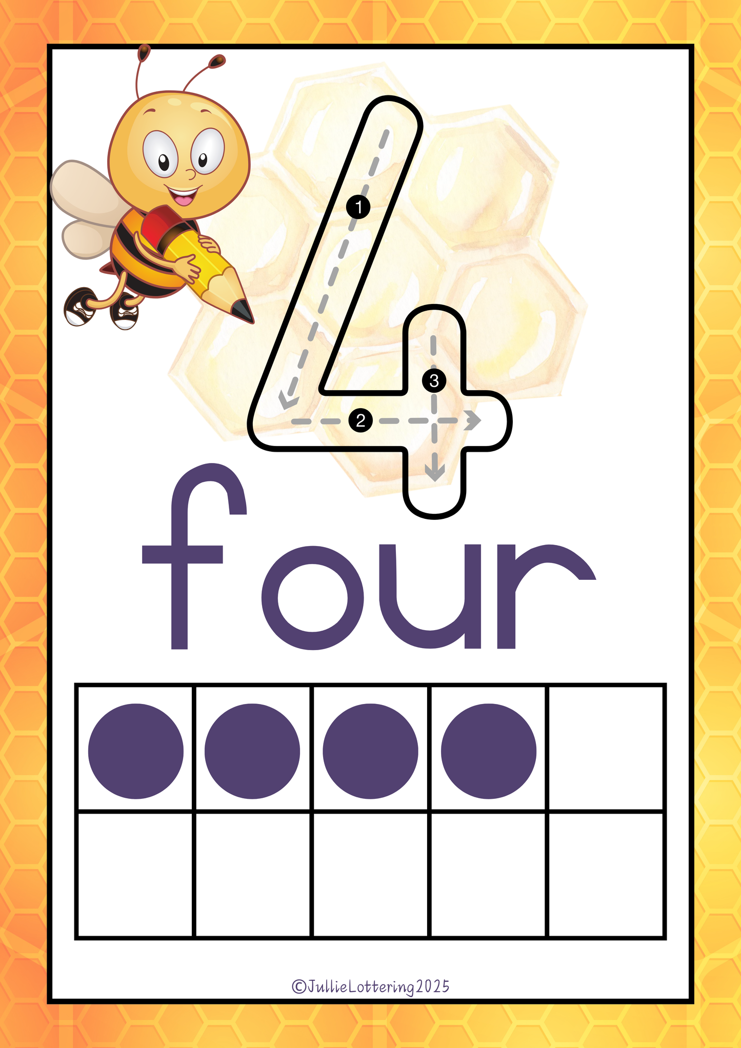 Bee 10 Frame Posters - English