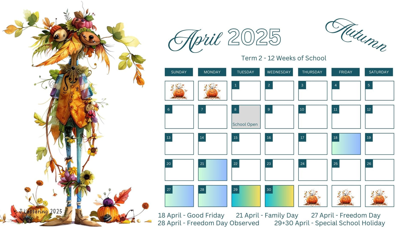 Autumn Theme 2025 Calendar