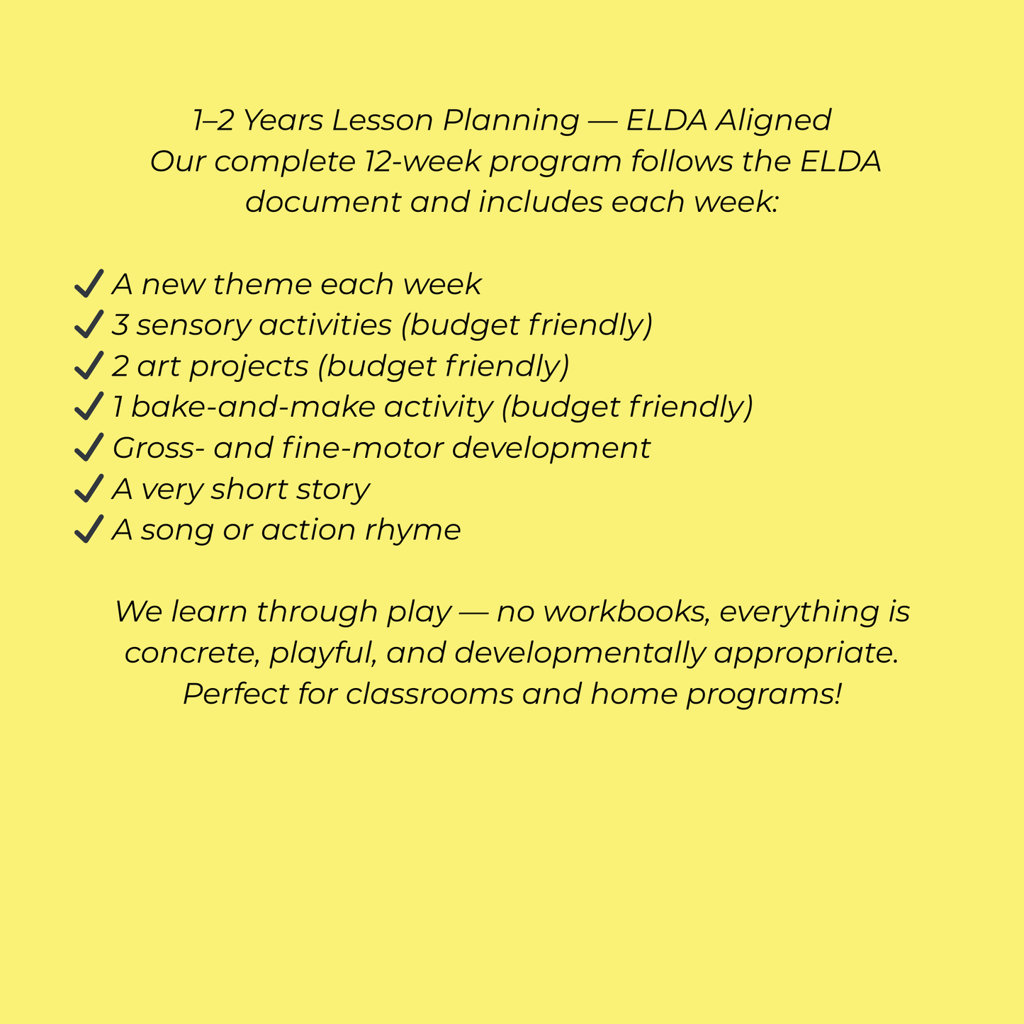 1–2 Year Old Preschool Curriculum – ELDA Aligned 12 Week Lesson Plans (Term 2 2026)