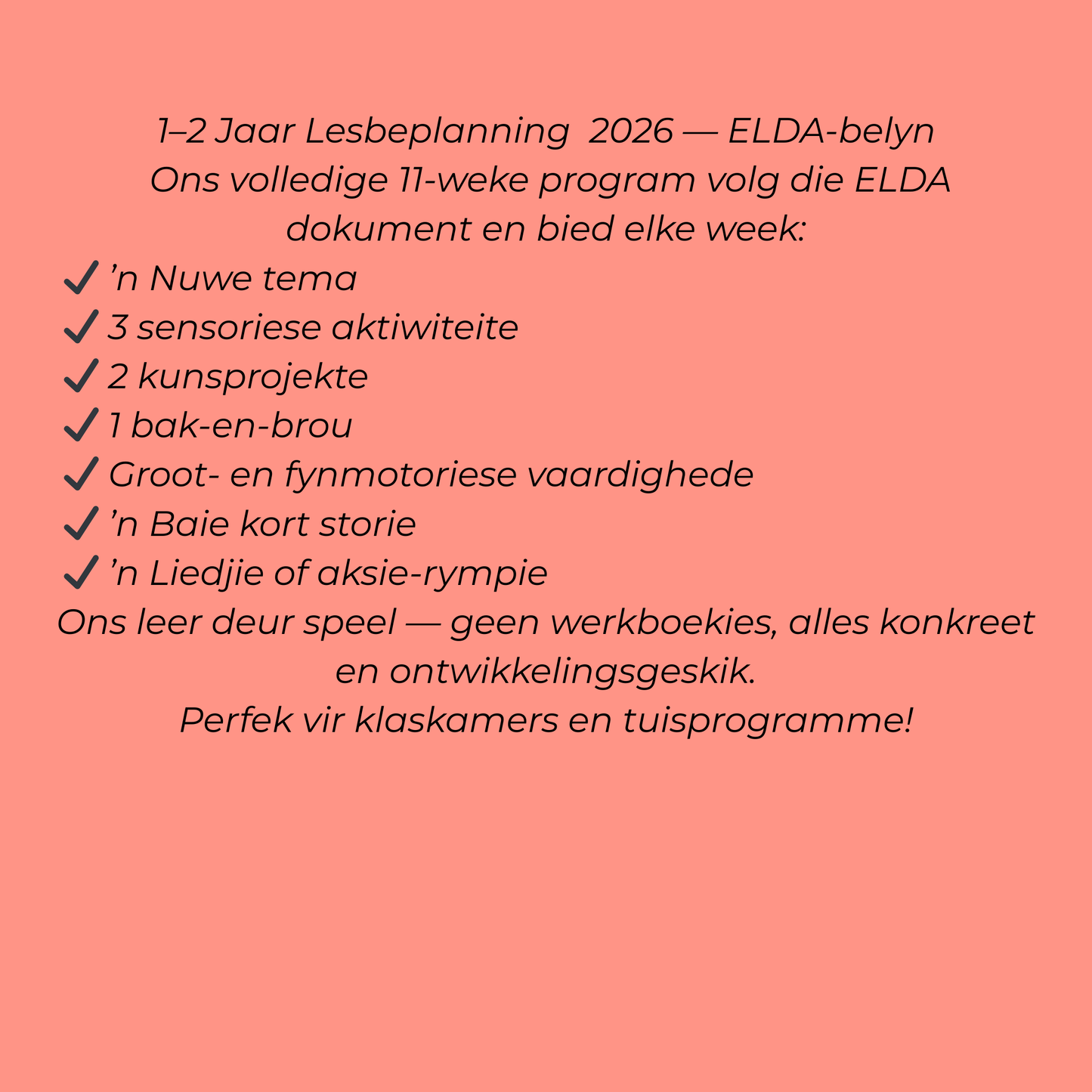 1–2jr Lesbeplanning Kwartaal 1 (Afrikaans, ELDA-belyn 2026)