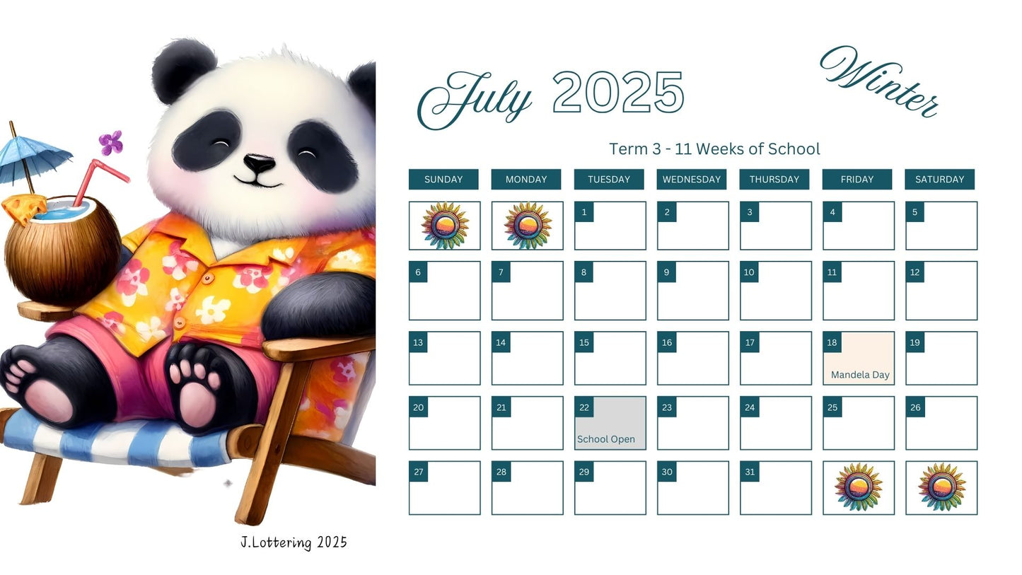 Summer Theme 2025 Calendar