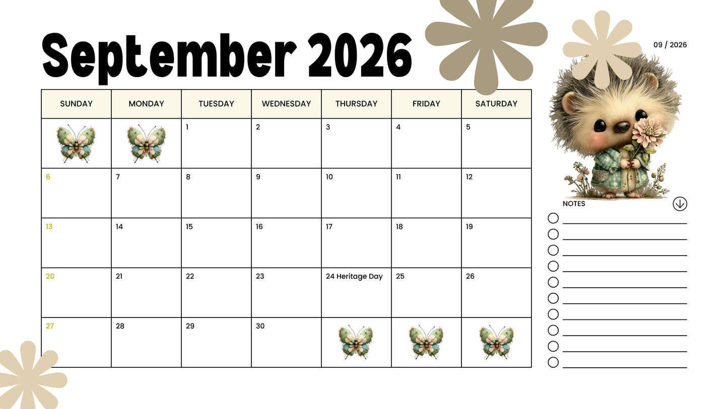 🌼 2026 Printable Deskpad Calendar (A4 & A3)
