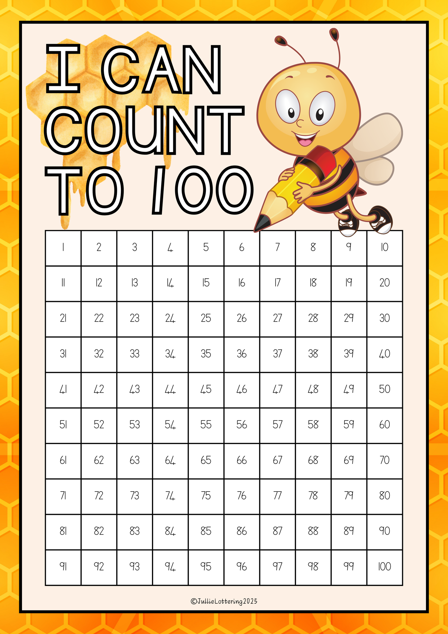 100 Chart Bee Theme