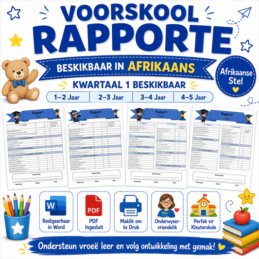 Rapporte Kwartaal 1 – Afrikaans (1-2, 2-3, 3-4 en 4-5jr)
