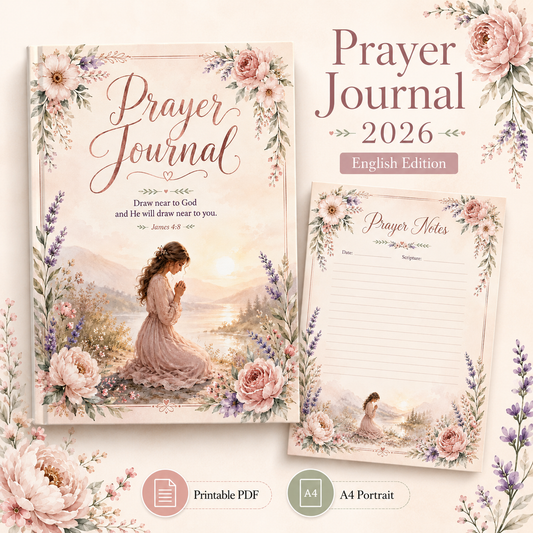 Prayer Journal 2026 | English Printable PDF | A4 Portrait