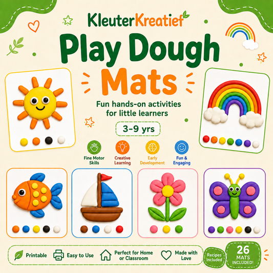 Printable Play Dough Mats PDF for Kids Ages 3–9 | Fine Motor Skills Activity Pack + Play Dough Recipes