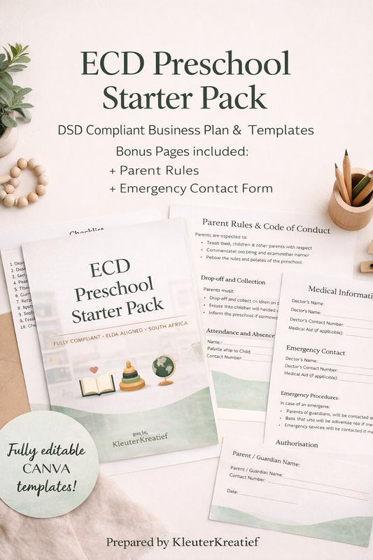 ECD Preschool Starter Pack | Editable Canva Business Plan (DSD Ready)