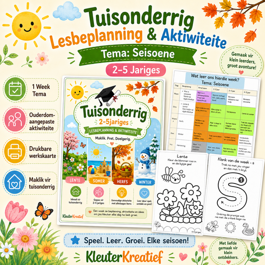 Tuisonderrig Lesbeplanning & Aktiwiteite: Tema Seisoene | 2–5 Jariges