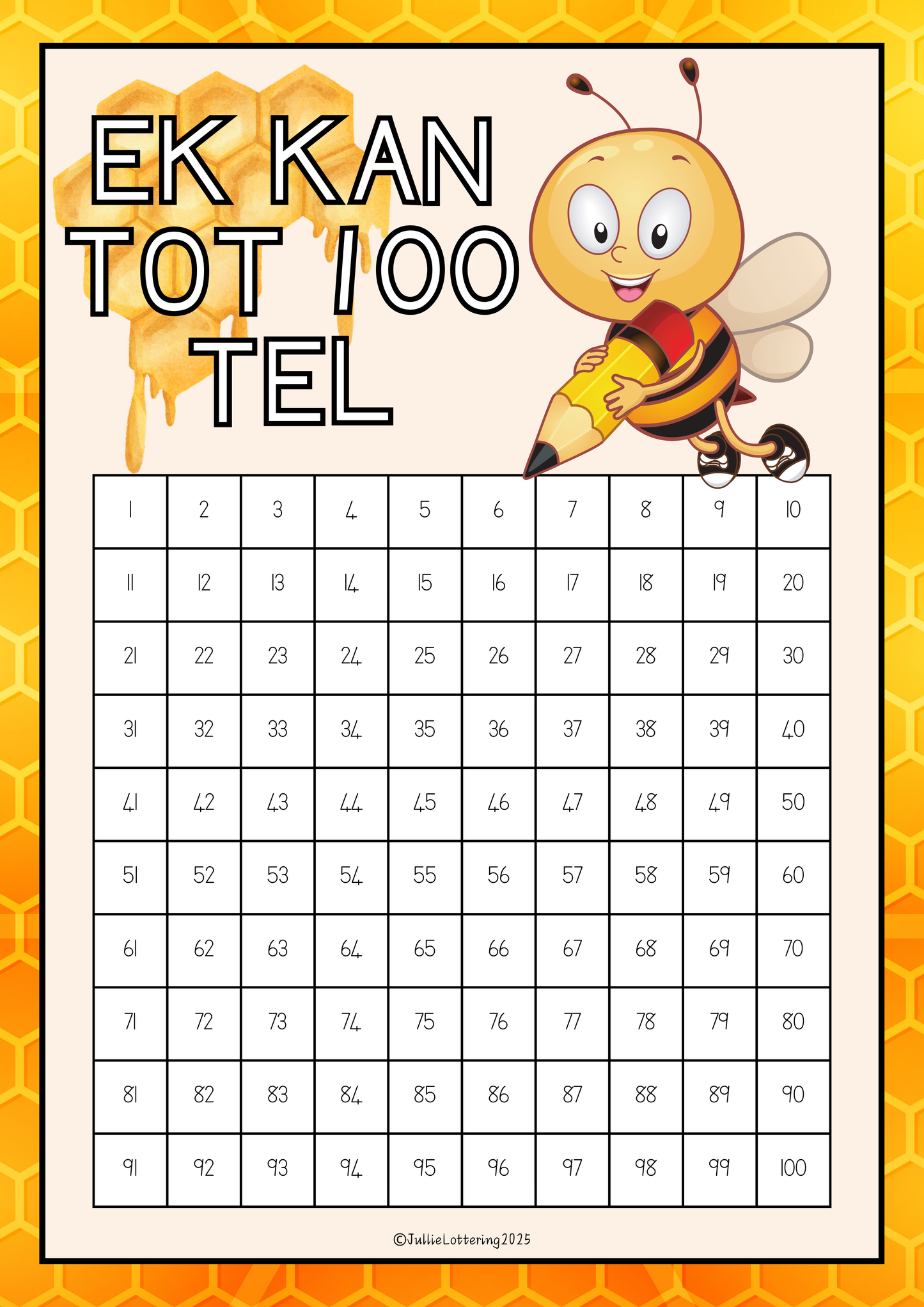 100 Chart Bee Theme