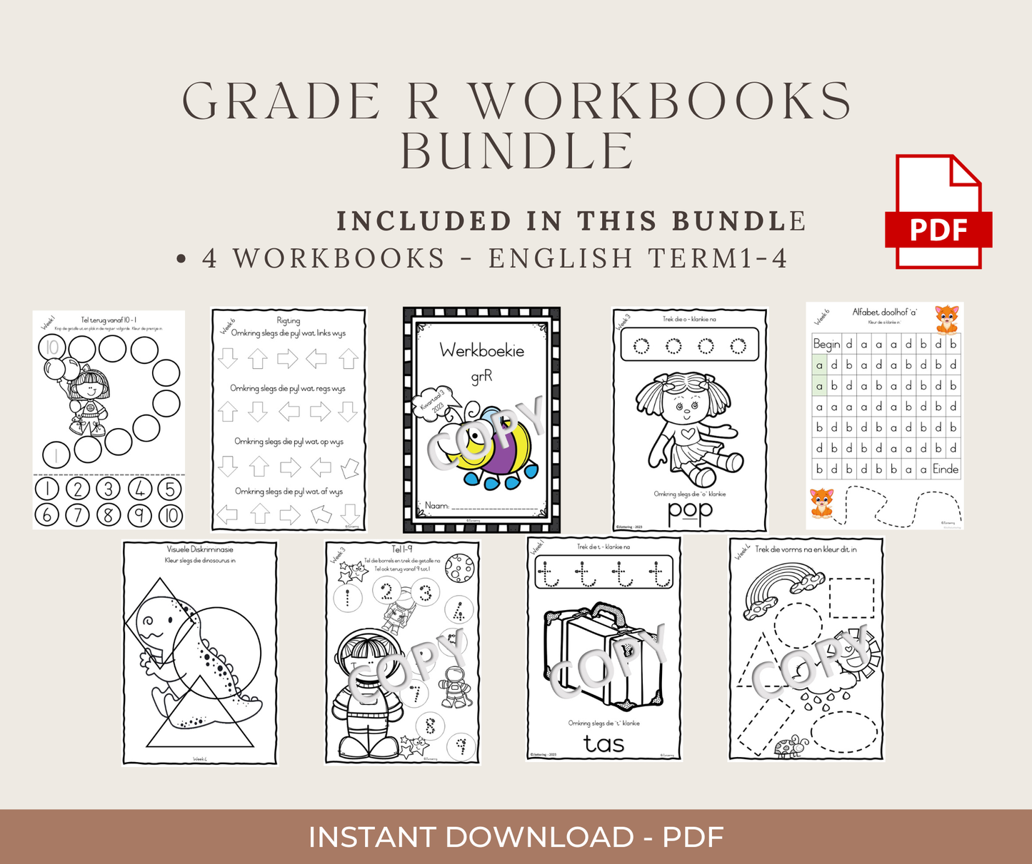 Grade R Workbook Bundle (English, Term 1–4)